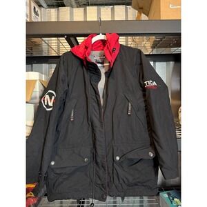 Vintage Nautica Competition Black Red Hooded Jacket Men's Size M